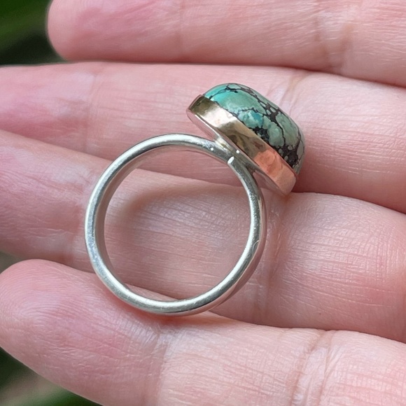 Hubei turquoise rose gold tone sterling silver size 7.25 ring - Picture 6 of 11